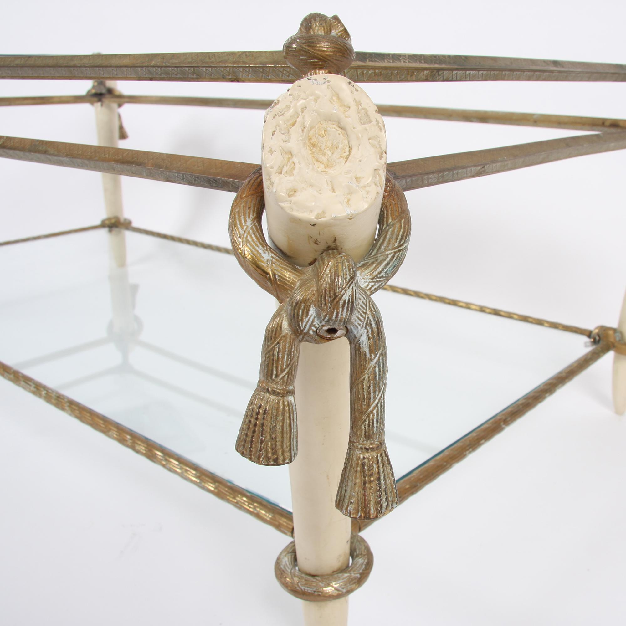 French Early 20th Century Brass and Faux Ivory Table For Sale 2