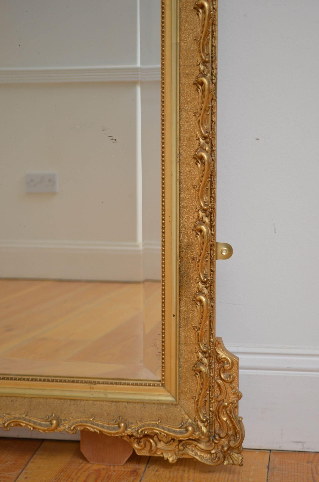 Specchio da parete dorato francese del primo Novecento H138cm in vendita 6