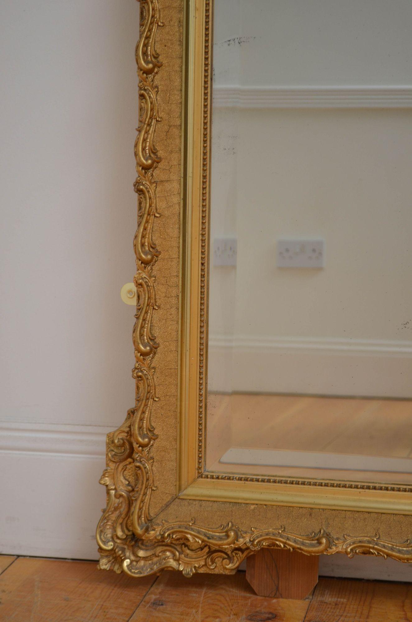 XX secolo Specchio da parete dorato francese del primo Novecento H138cm in vendita