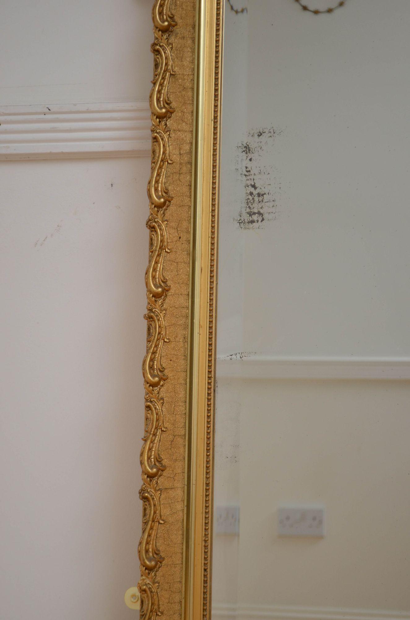 Pino Specchio da parete dorato francese del primo Novecento H138cm in vendita
