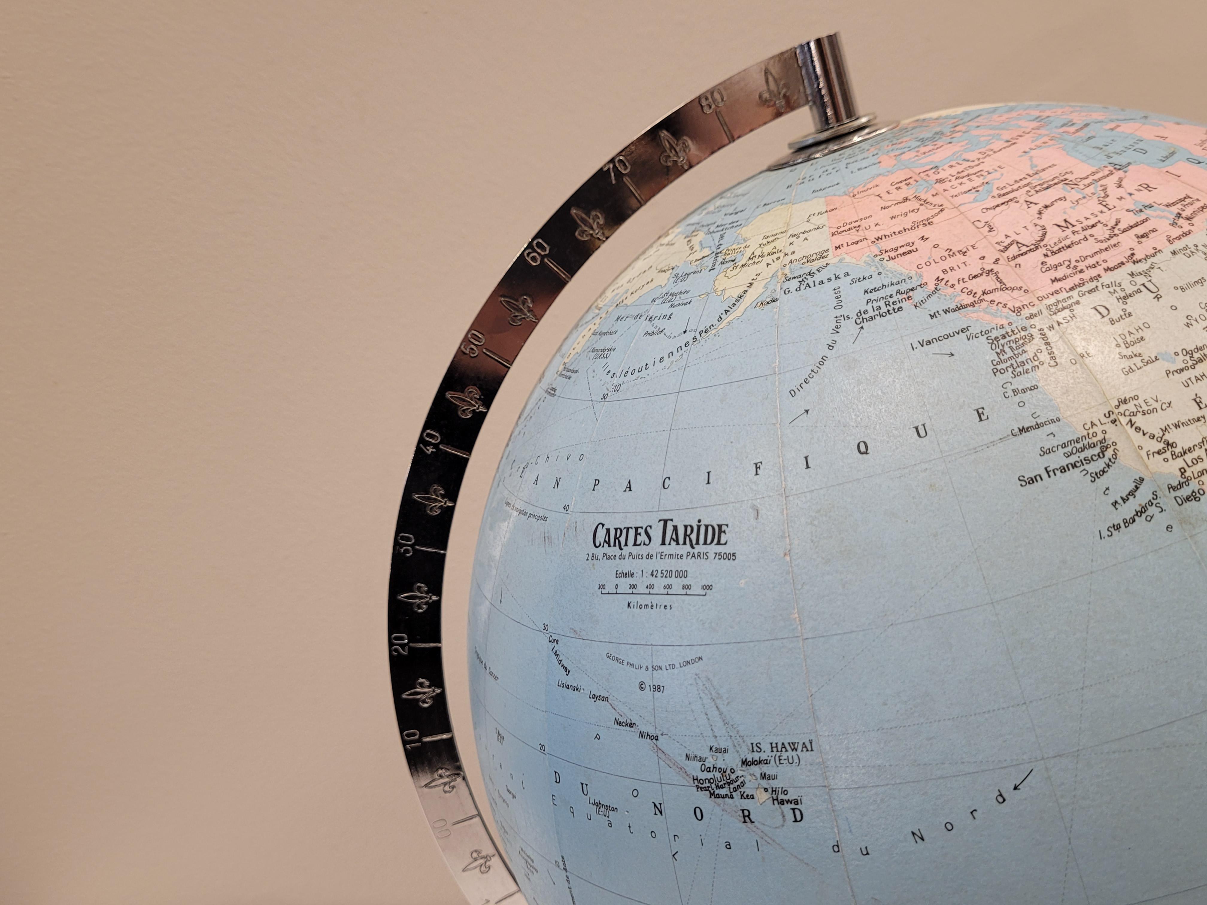French  Earth globe from the 60s with light 7