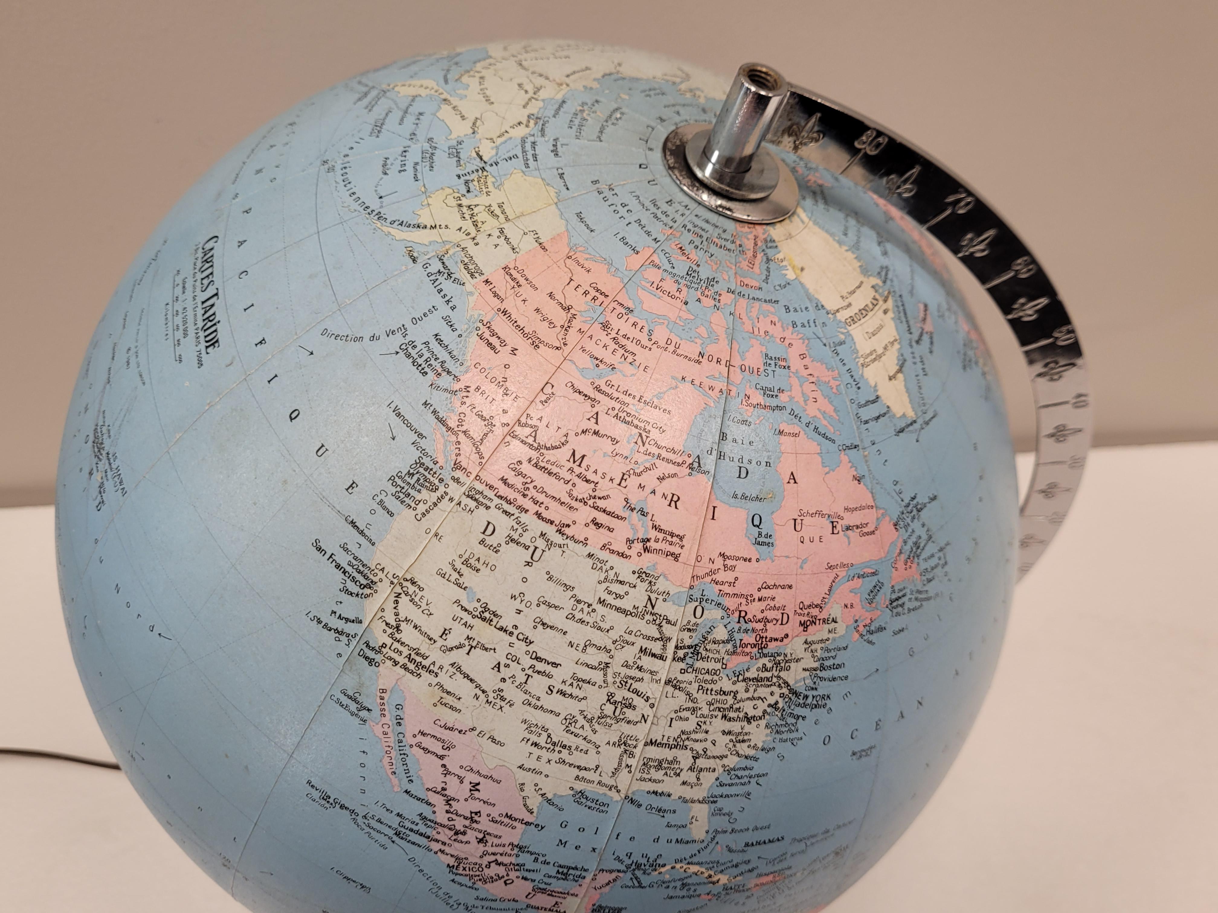 French  Earth globe from the 60s with light 4