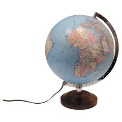 Retro French  Earth globe from the 60s with light