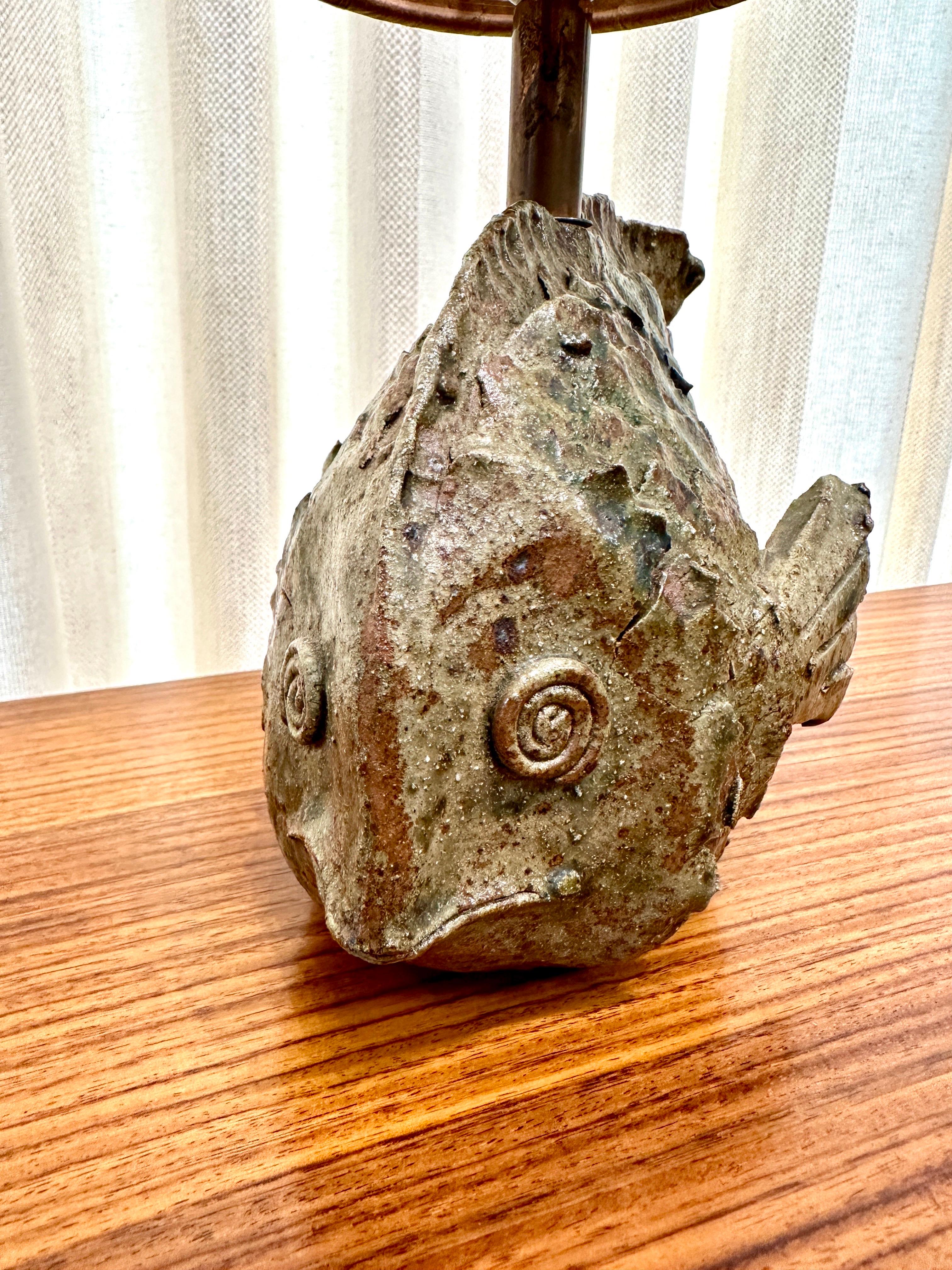 French Earthenware Fish Table Lamp For Sale 8