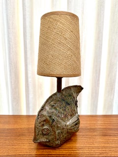 French Earthenware Fish Table Lamp