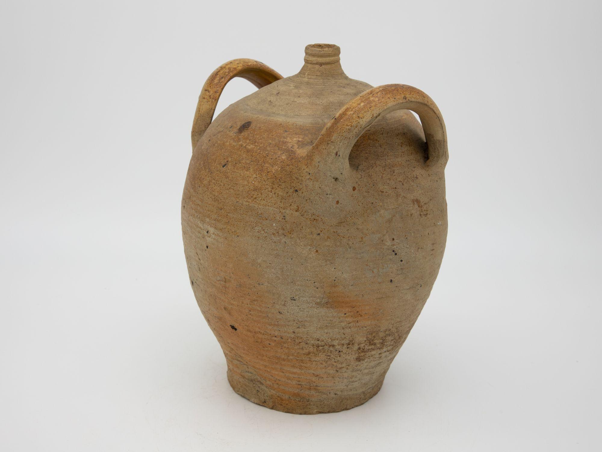 Clay French Earthenware Jug, Late 19th Century For Sale
