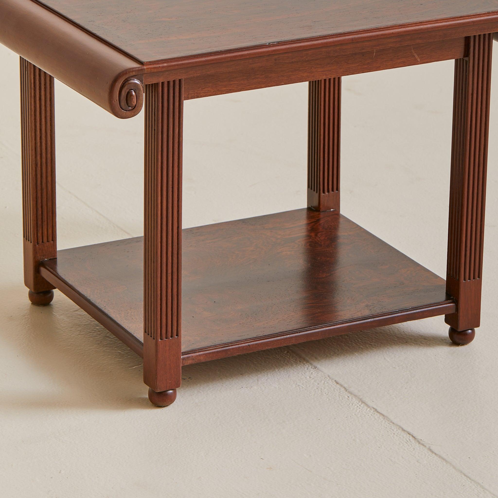 French Eastern Rosewood Side Table with Fluted Legs, 1940s For Sale 1