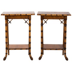 French Eastlake Style Bird's-Eye Maple Side Tables, circa 1890