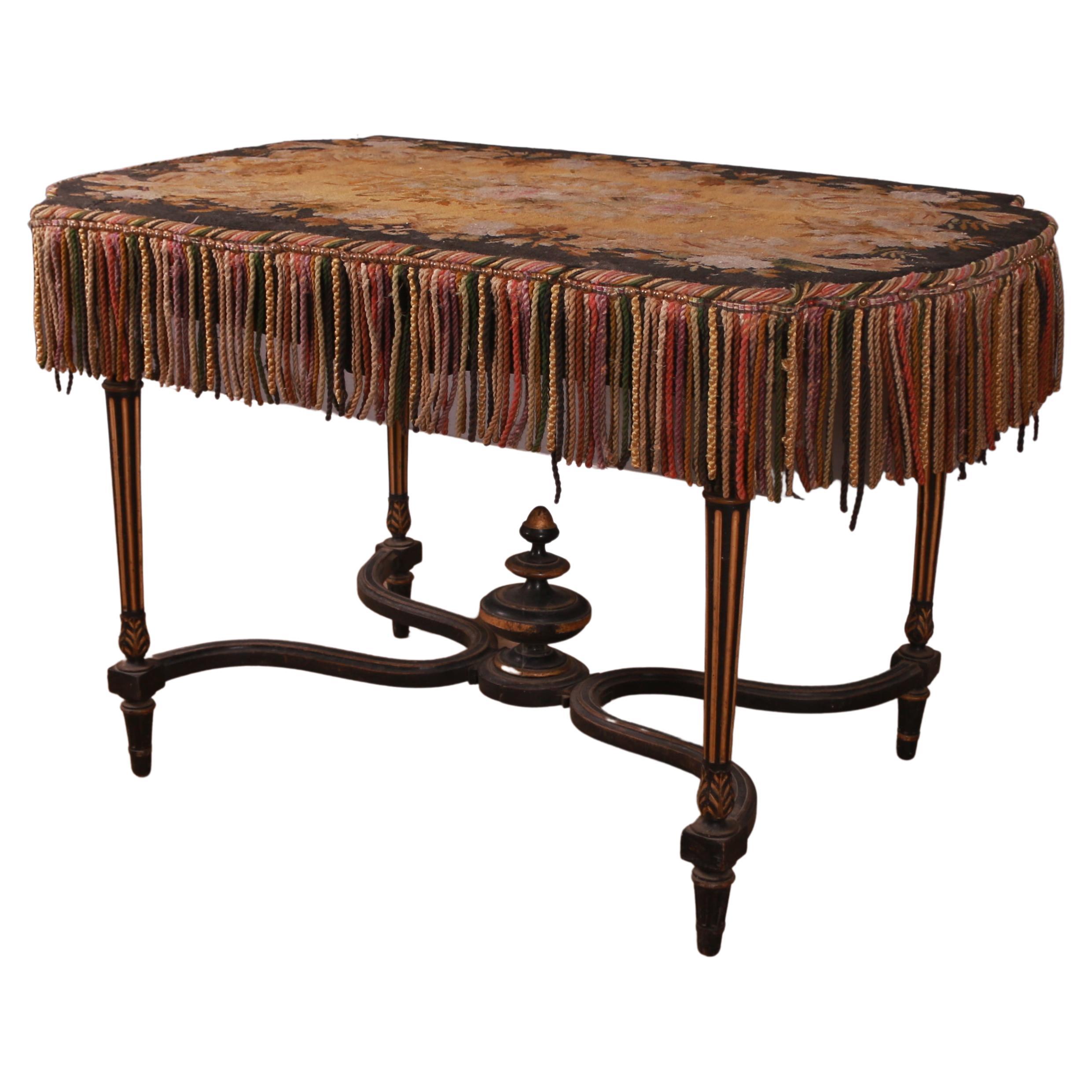 French Ebonised and Gilt Center Table For Sale