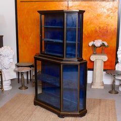 French Ebonized Brass Bound Shop Display Cabinet circa 1910 Glazed Curio