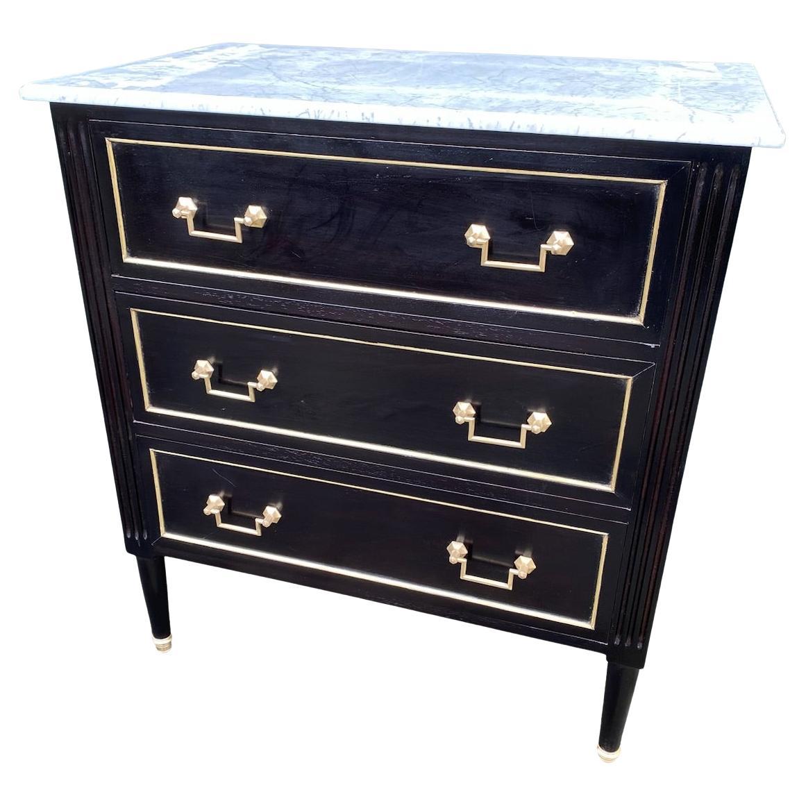 French Ebonized Commode Chest of Drawers 