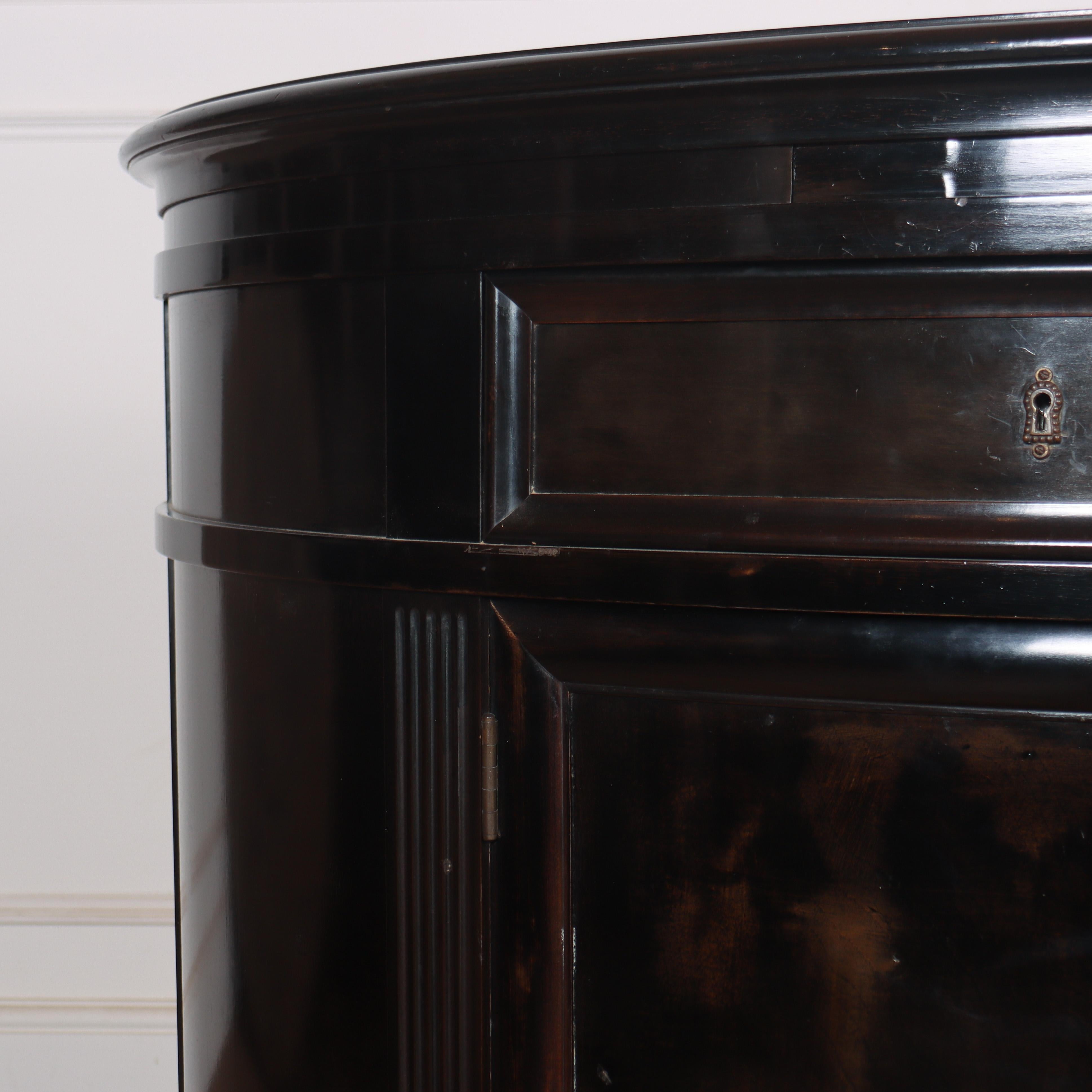 French Ebonised Demi Lune Cabinet In Good Condition For Sale In Leamington Spa, Warwickshire