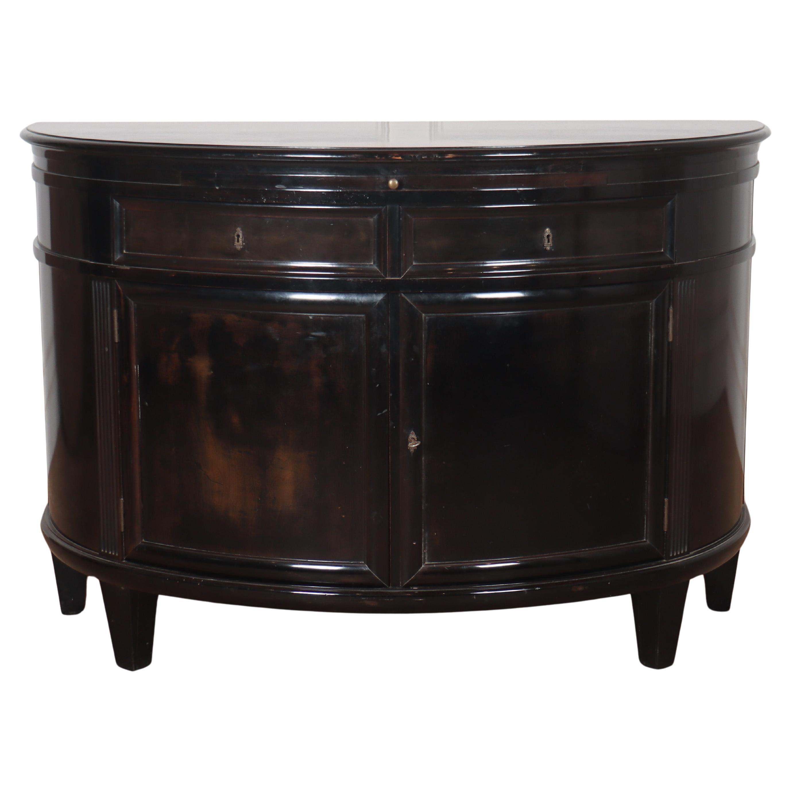 French Ebonised Demi Lune Cabinet For Sale