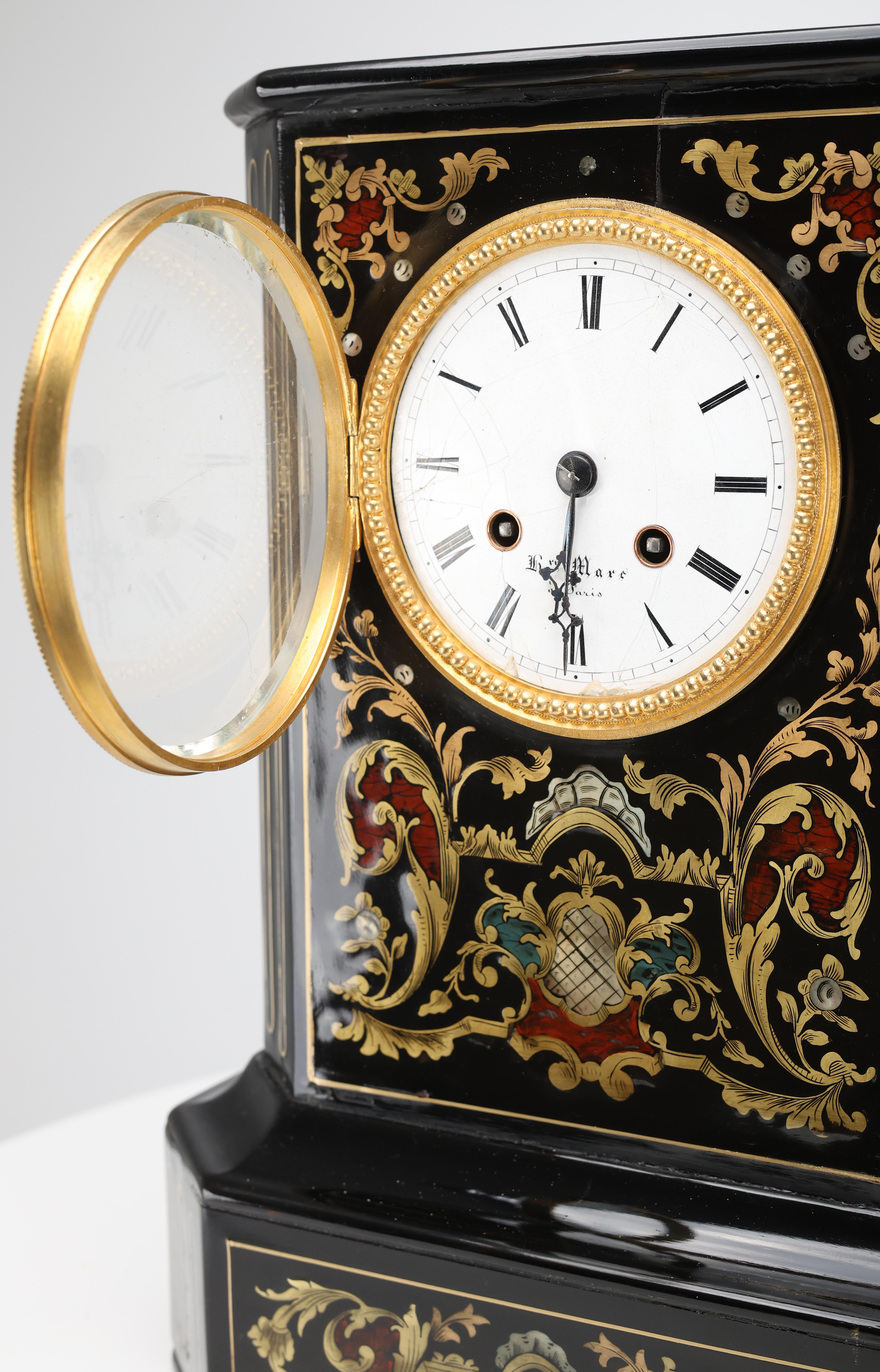 French Ebonised Mantel Clock by Marc, Paris (Circa 1850) 3