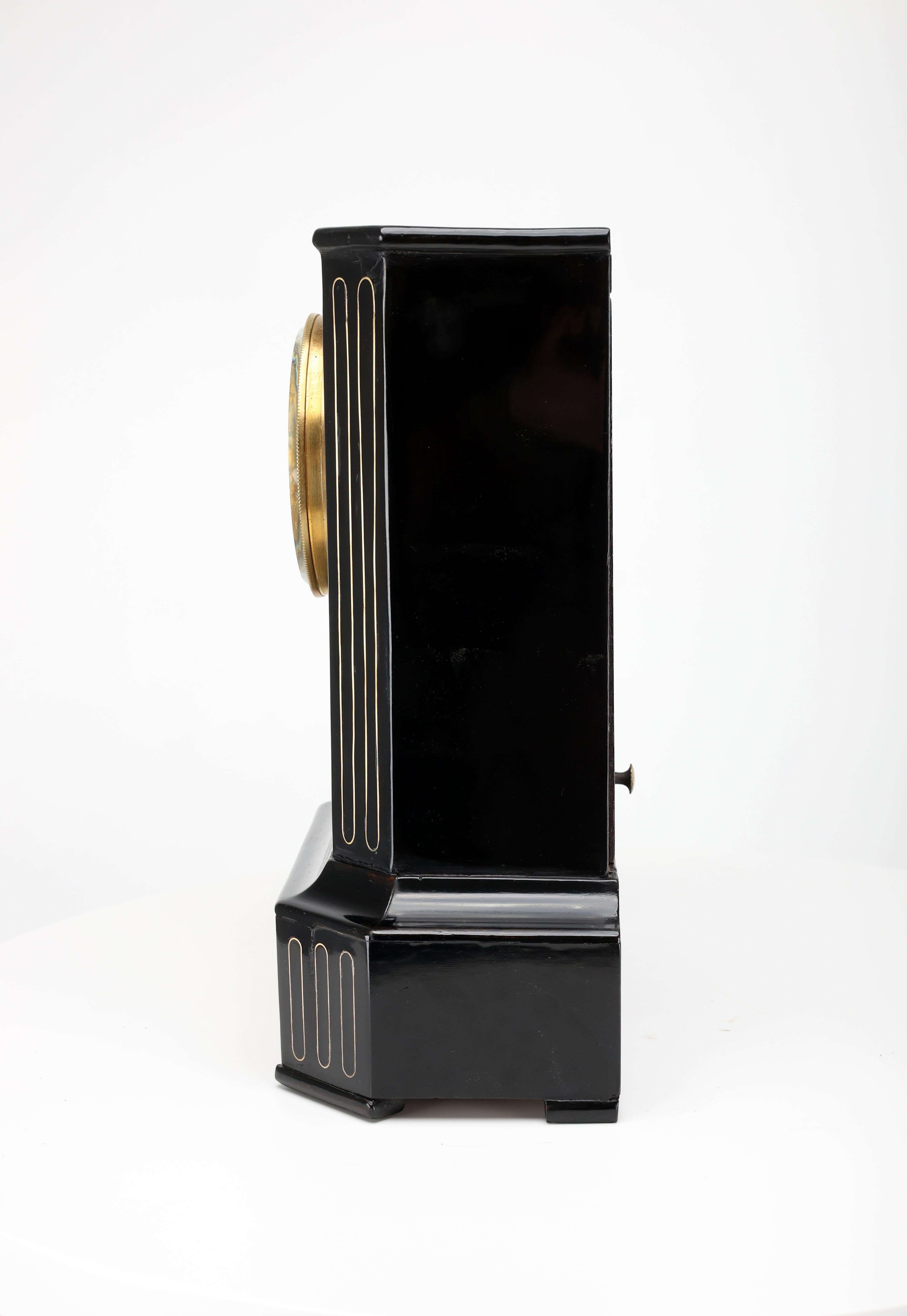 French Ebonised Mantel Clock by Marc, Paris (Circa 1850) 6