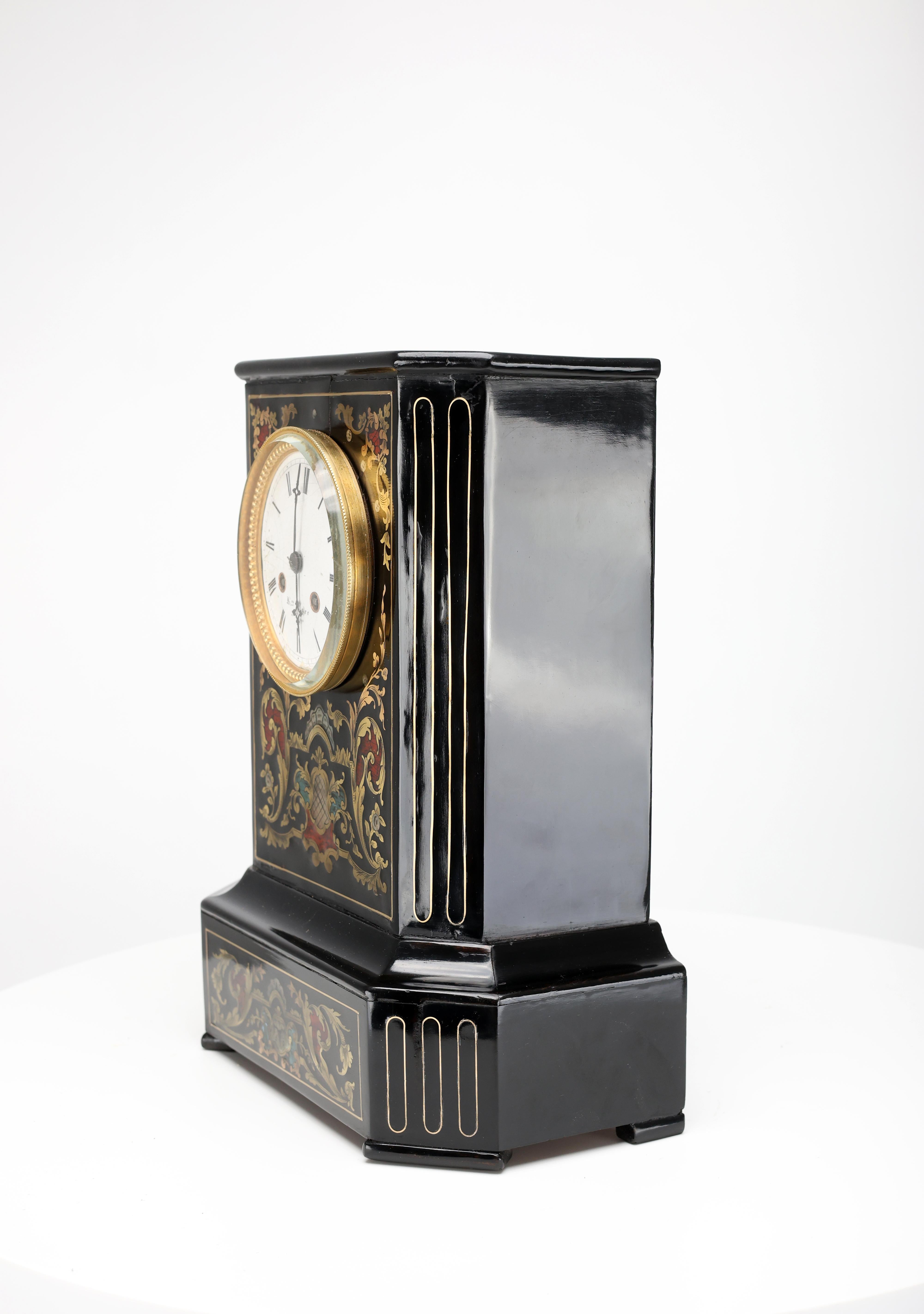 French Ebonised Mantel Clock by Marc, Paris (Circa 1850) 7