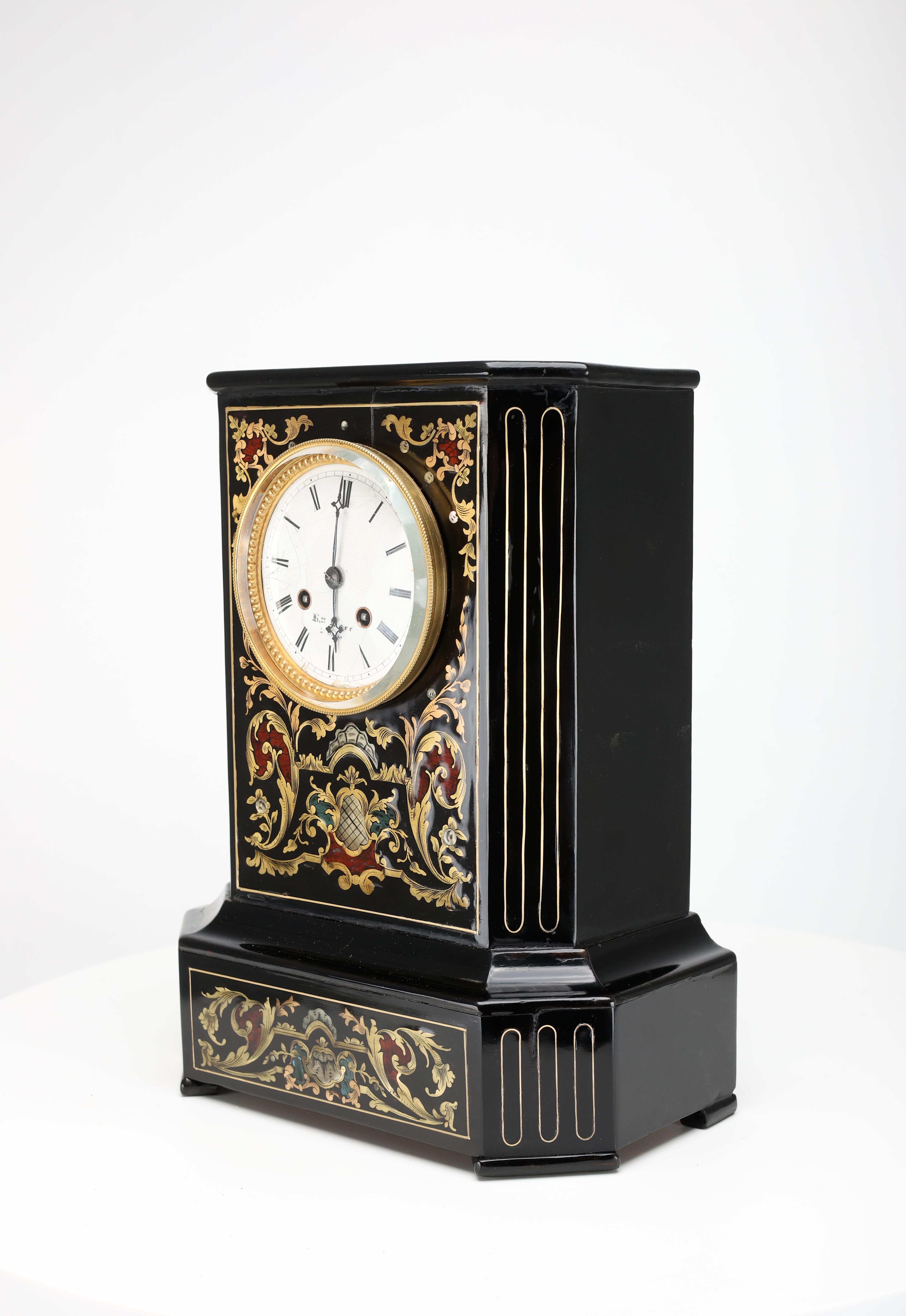 Napoleon III French Ebonised Mantel Clock by Marc, Paris (Circa 1850)