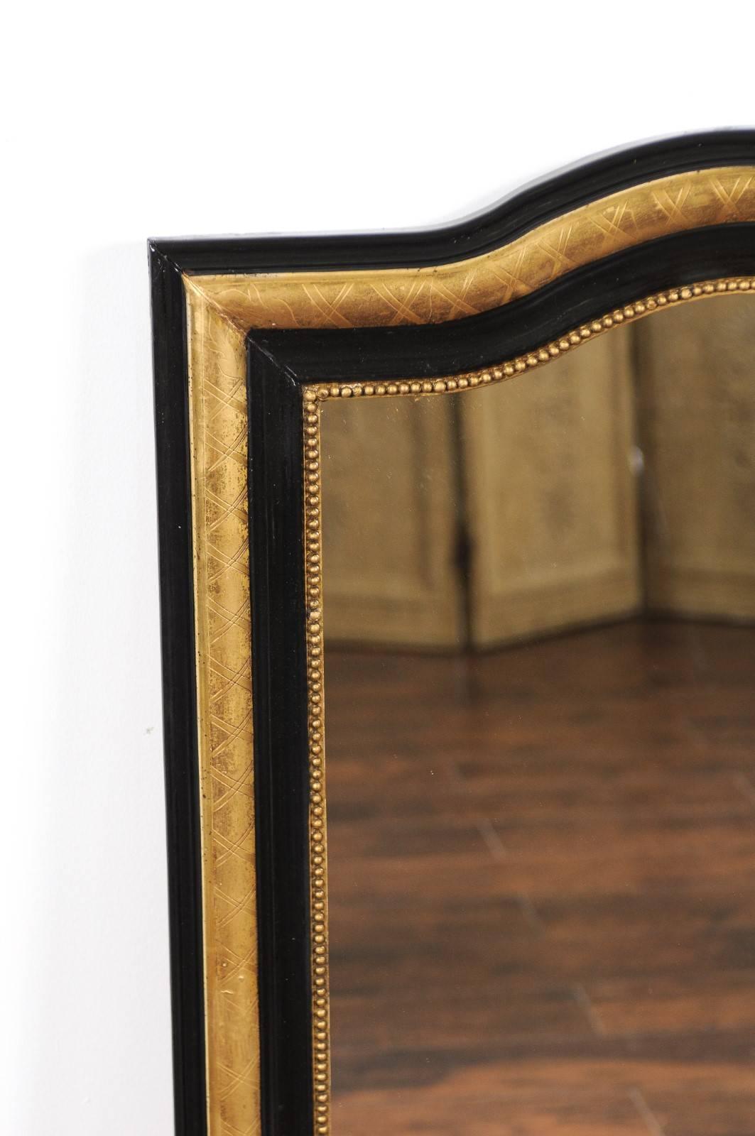 French Ebonized and Giltwood Mirror with X-Shaped Motifs, circa 1900 1