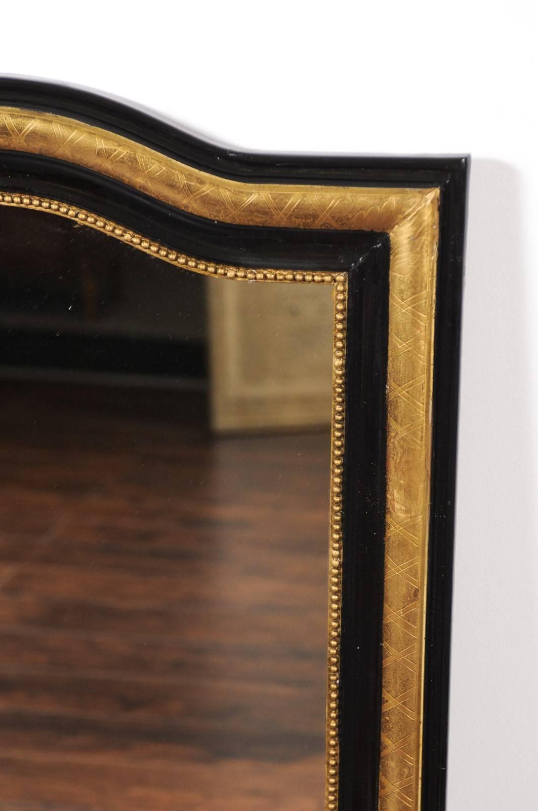 French Ebonized and Giltwood Mirror with X-Shaped Motifs, circa 1900 2