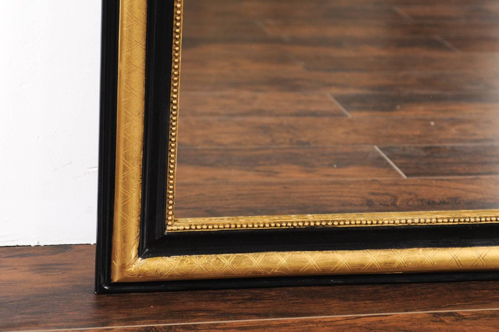 French Ebonized and Giltwood Mirror with X-Shaped Motifs, circa 1900 3