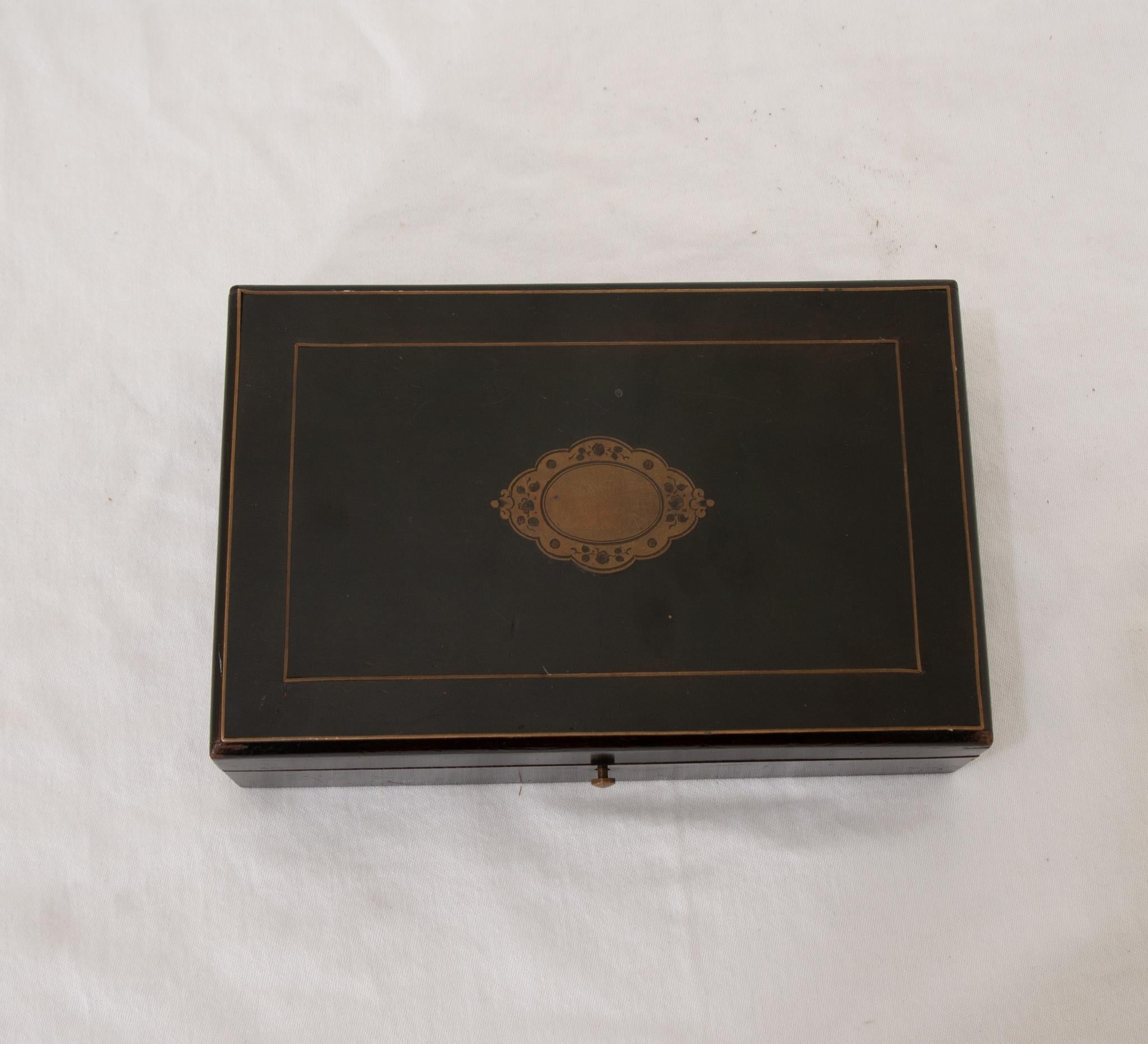Other French Ebonized & Brass Inlay Box For Sale