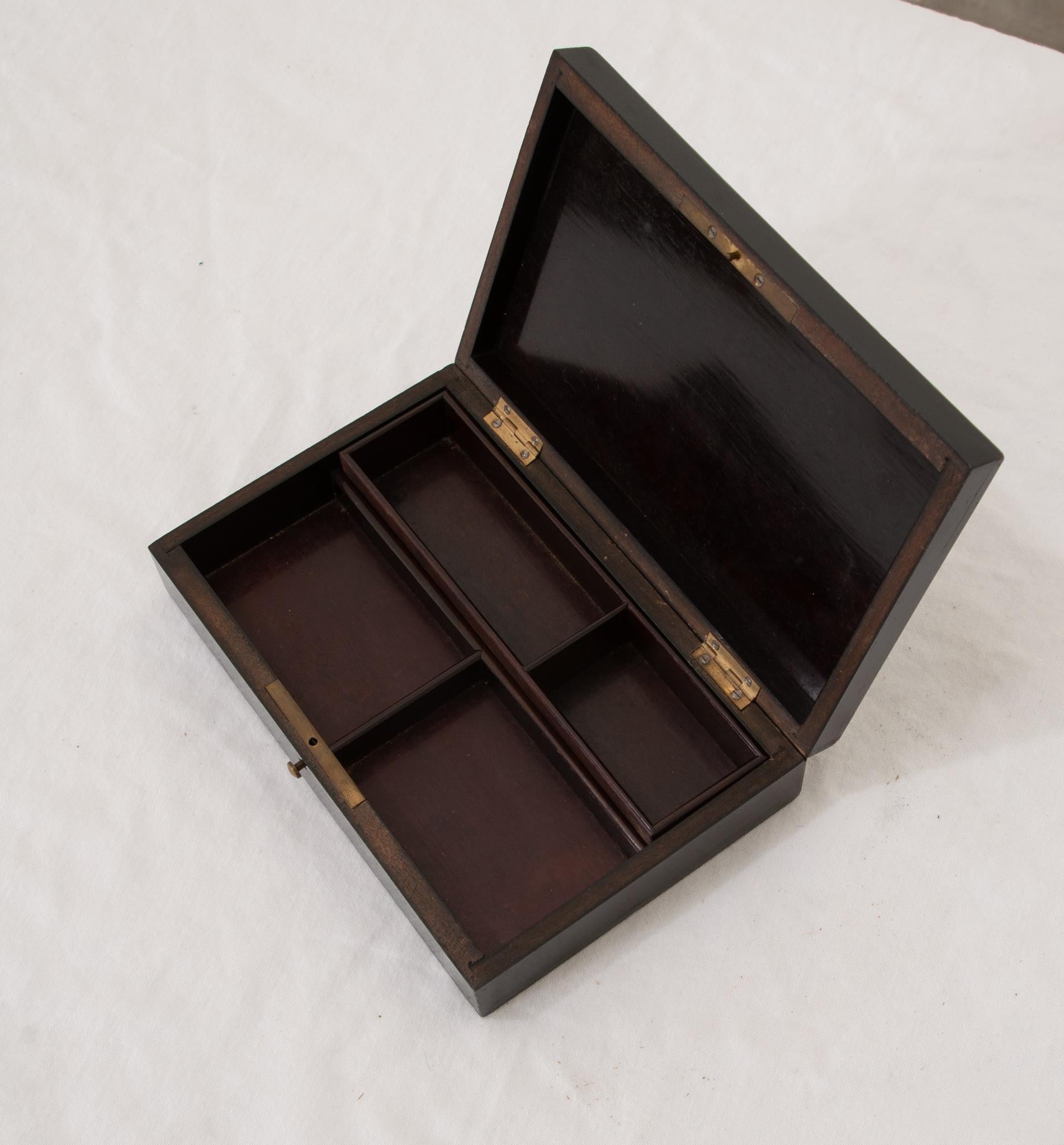 French Ebonized & Brass Inlay Box In Good Condition For Sale In Baton Rouge, LA