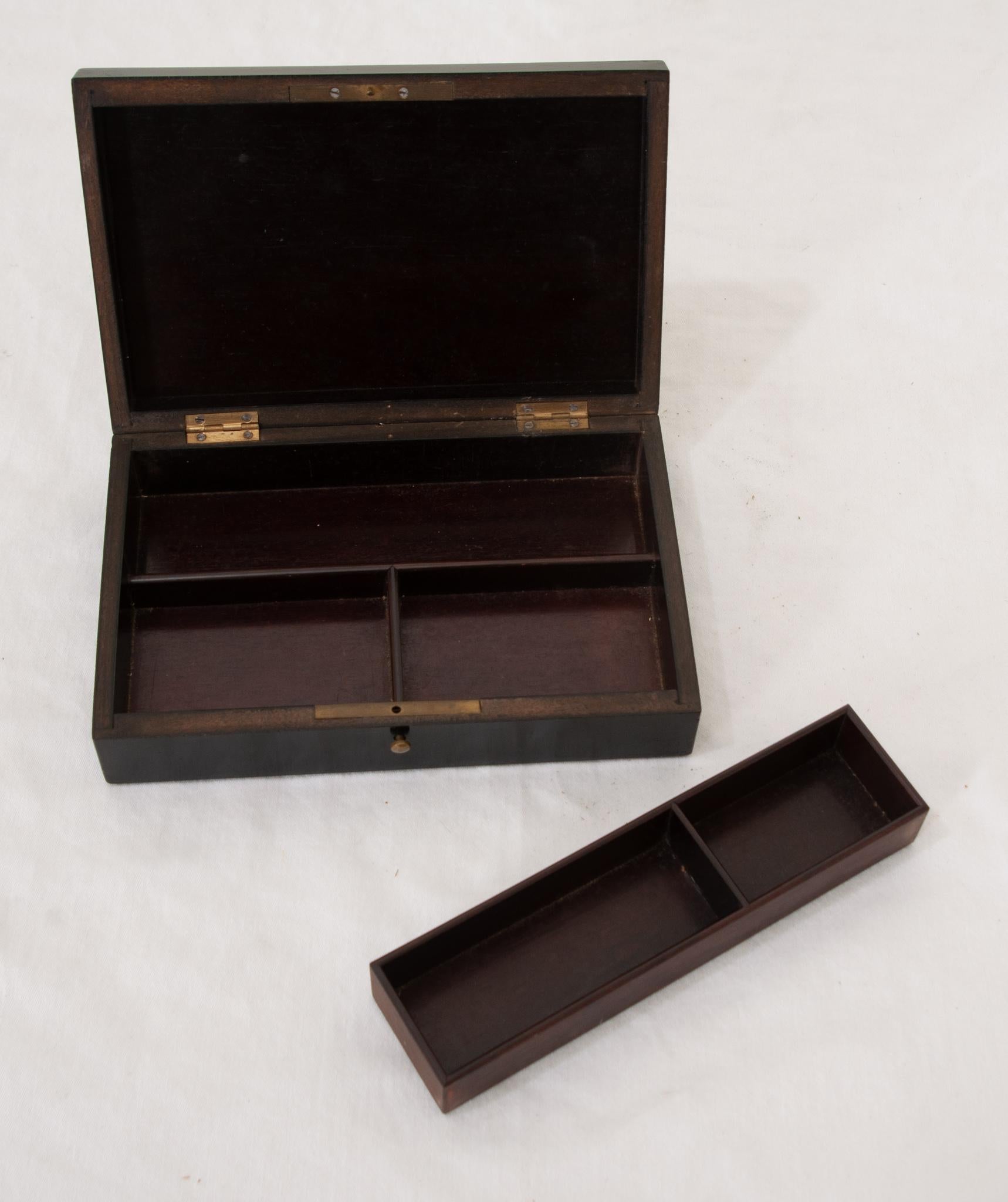 19th Century French Ebonized & Brass Inlay Box