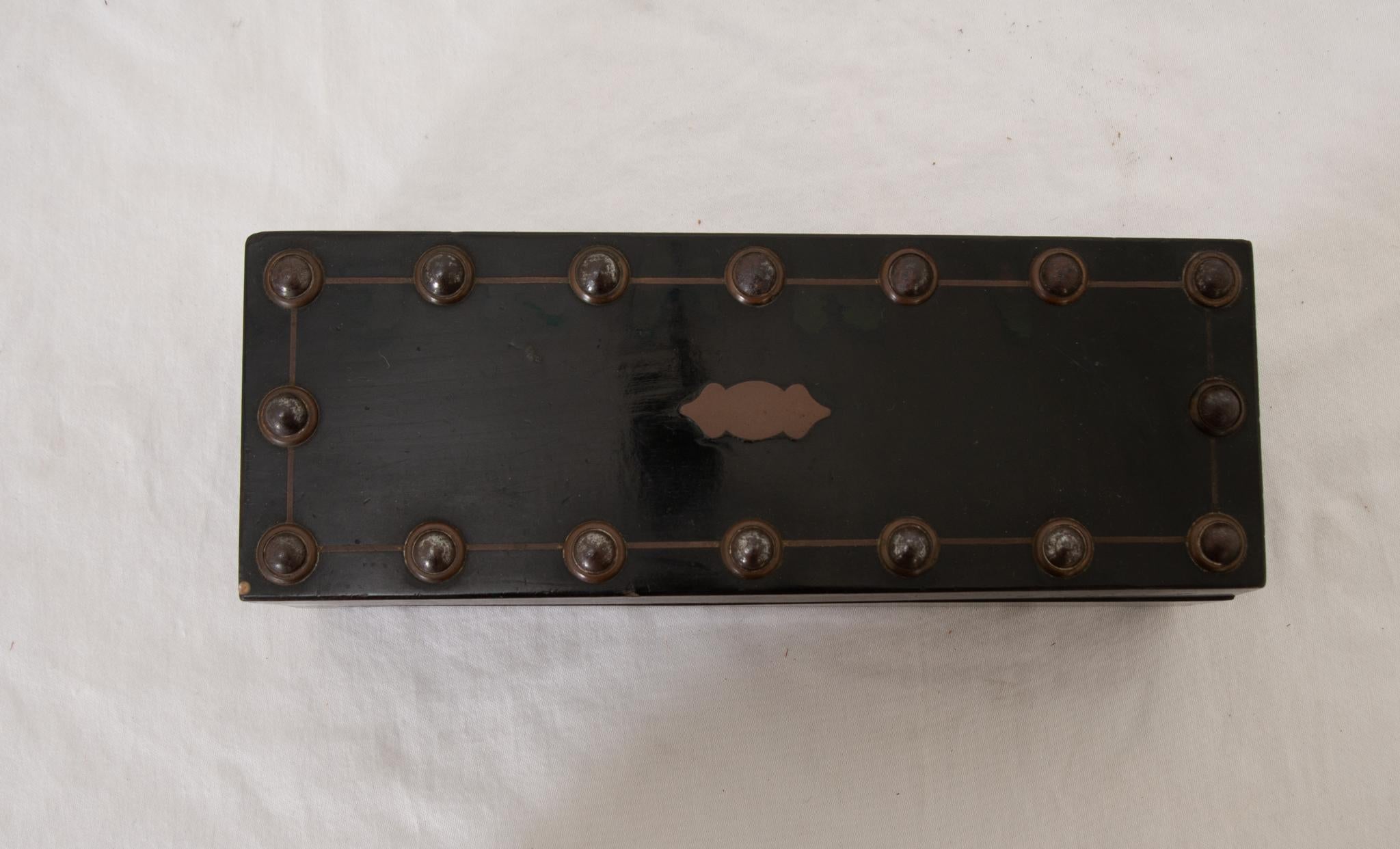 French Ebonized & Brass Inlay Box For Sale 2