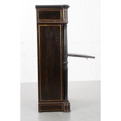 French Ebonized & Brass Inlay Secrétaire à Abattant