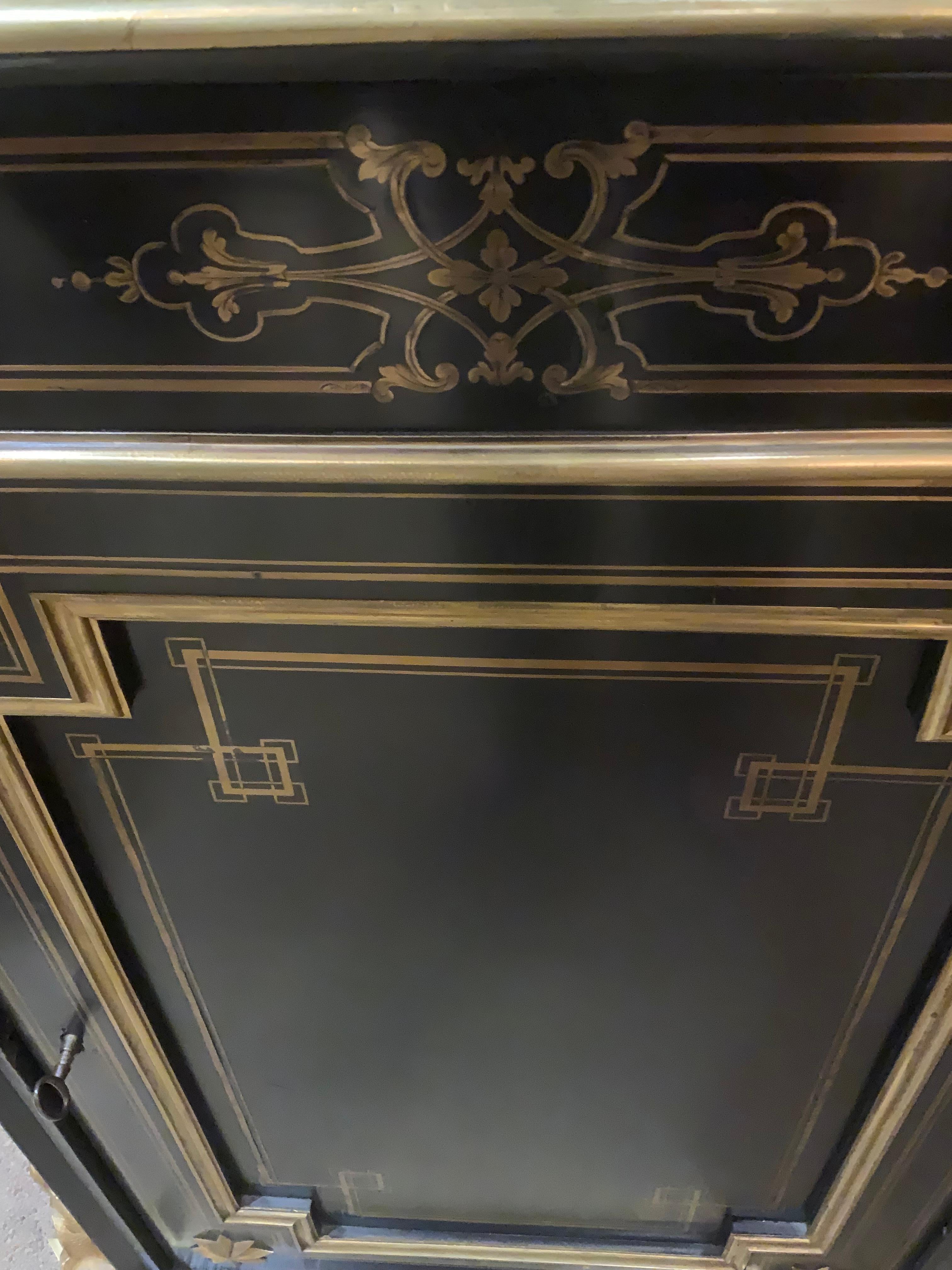 Ebonized French ebonized cabinet with bronze dore mounts boulle work For Sale