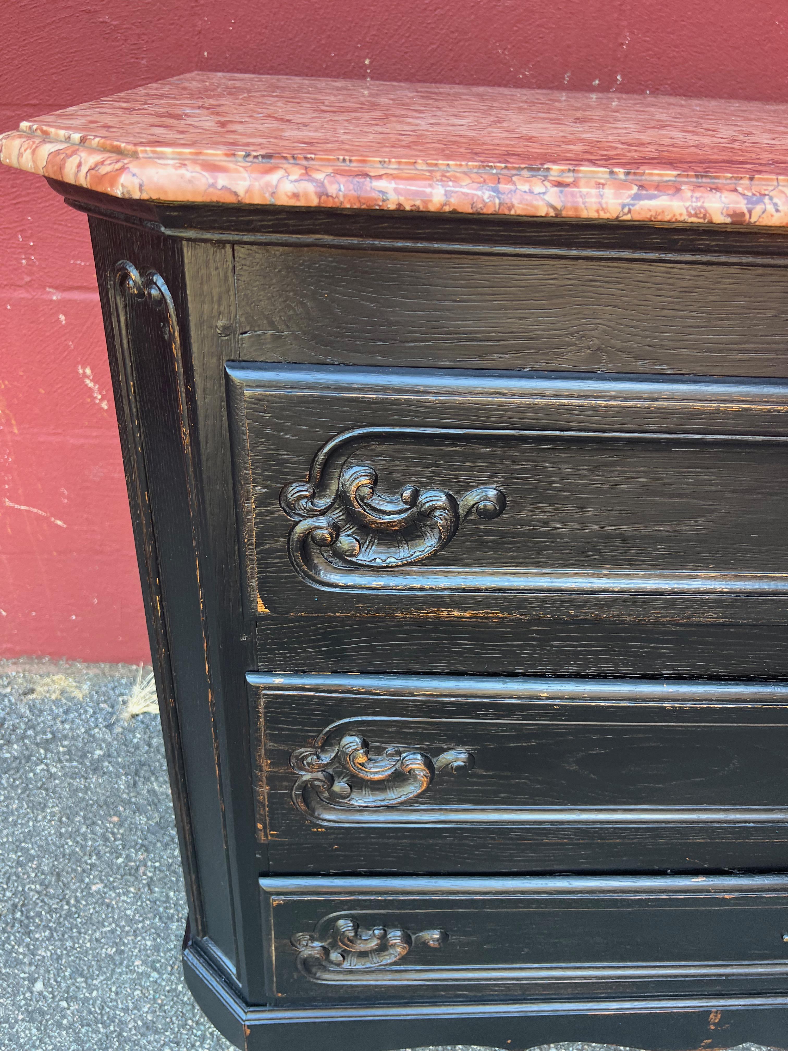 French Ebonized Chest of Drawers with Marble Top For Sale 6