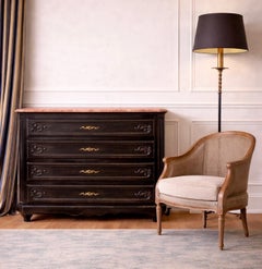 French Ebonized Chest of Drawers with Marble Top