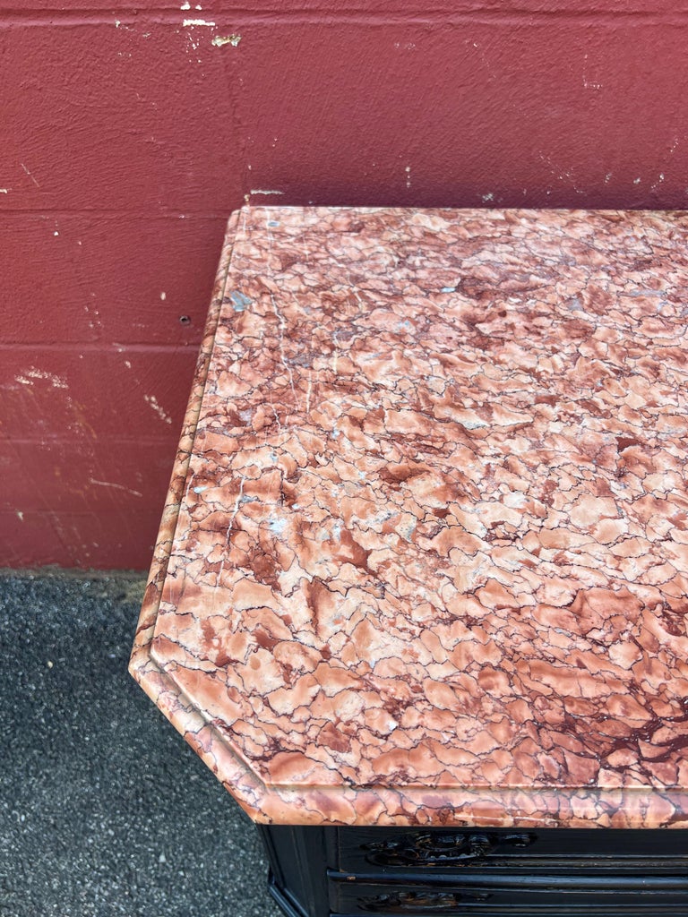 French Ebonized Chest of Drawers with Marble Top For Sale at 1stDibs