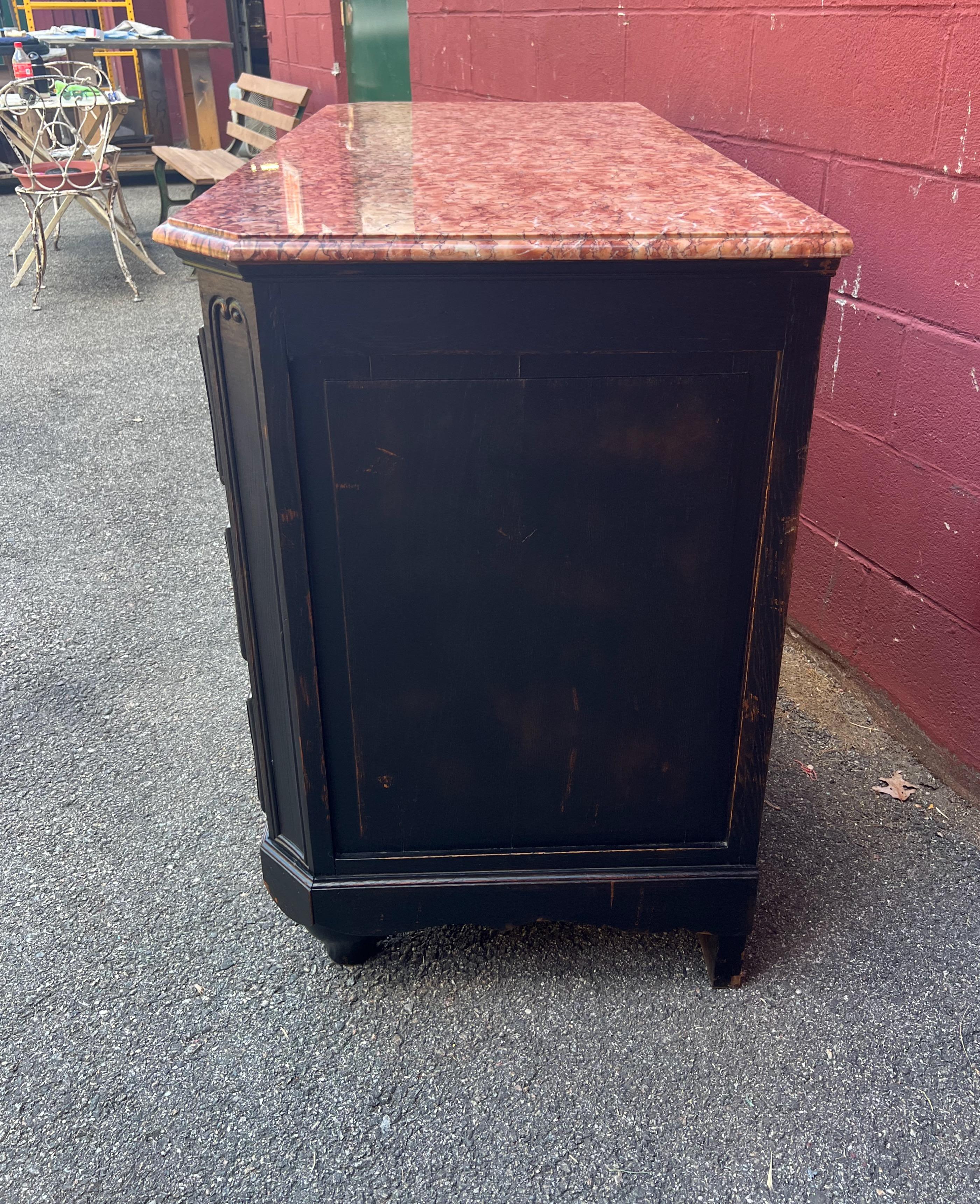 French Ebonized Chest of Drawers with Marble Top For Sale 3