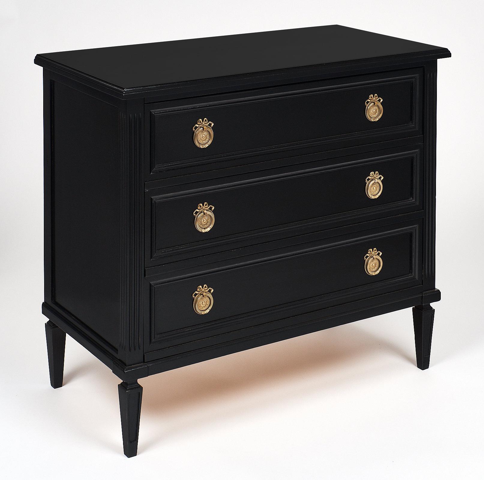 French Ebonized Directoire Style Chest In Excellent Condition In Austin, TX