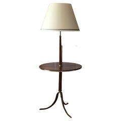 French Ebonized Floor Table Lamp Combination