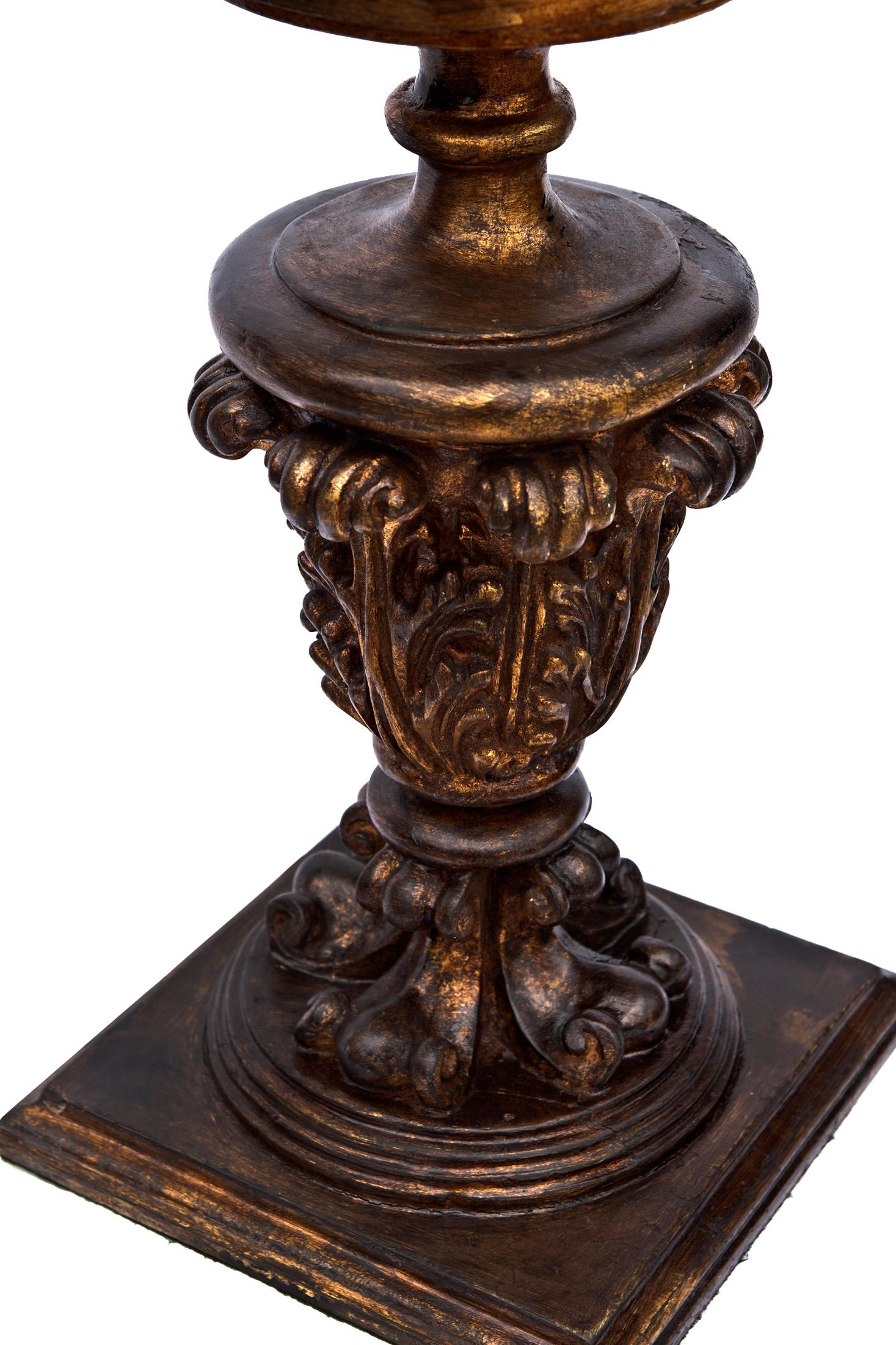 French Provincial French Ebonized Giltwood Table Lamp