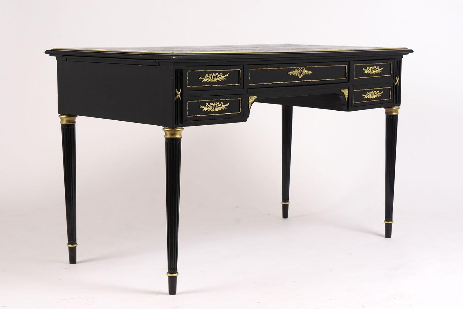 French Ebonized Louis XVI Style Desk 4