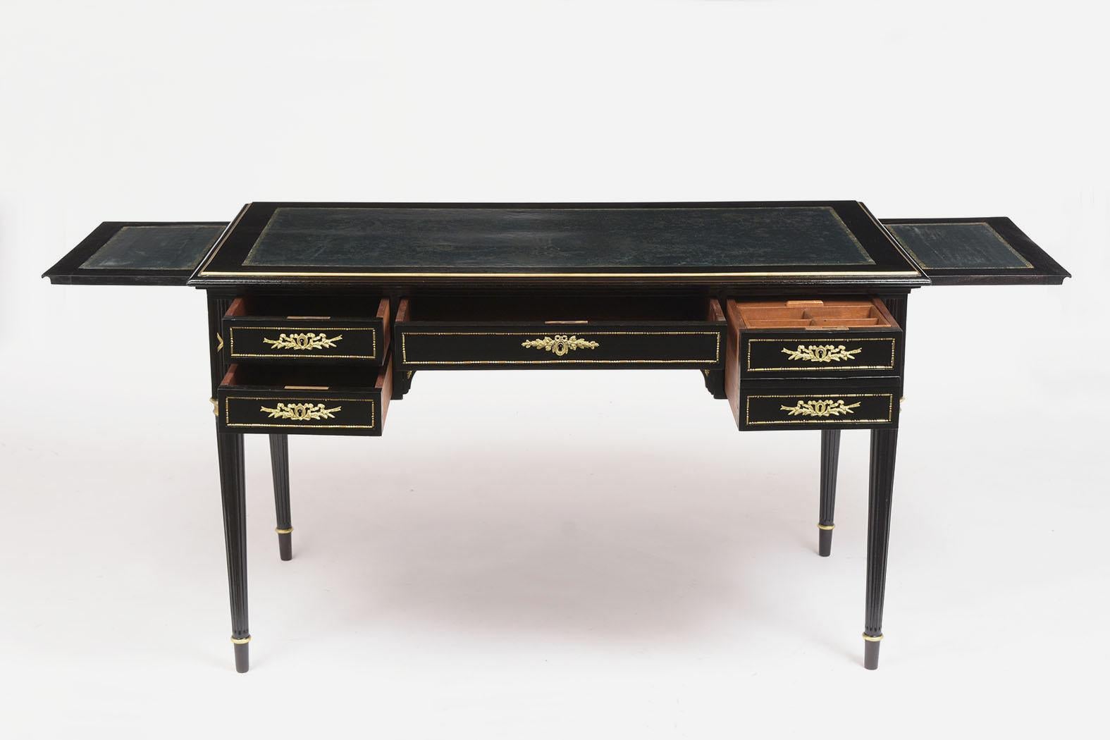 Hand-Carved French Ebonized Louis XVI Style Desk
