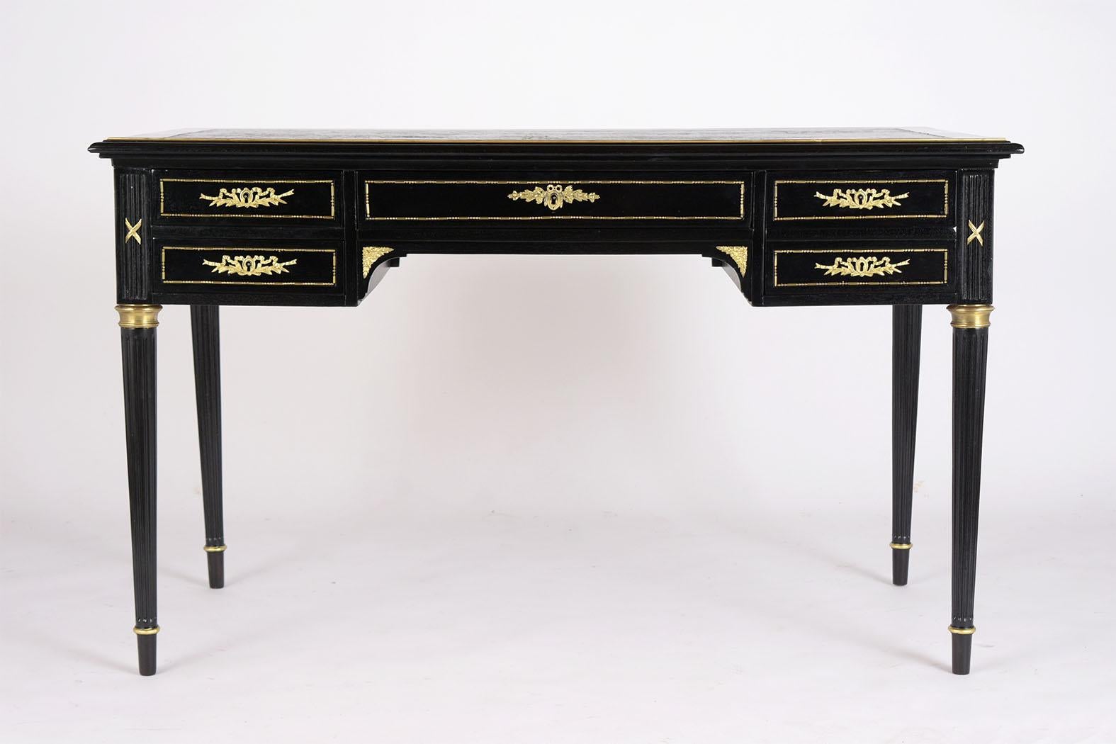 French Ebonized Louis XVI Style Desk 1
