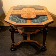 French Ebonized Marble-Top Center Hall Table