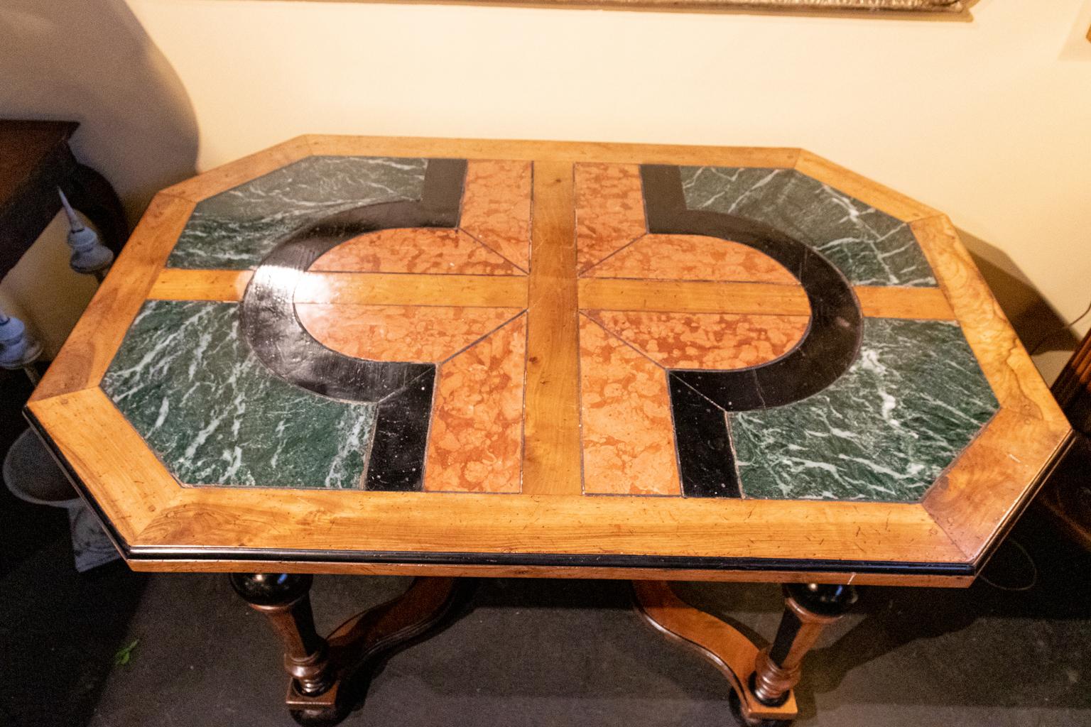 French Ebonized Marble-Top Center Hall Table For Sale 2