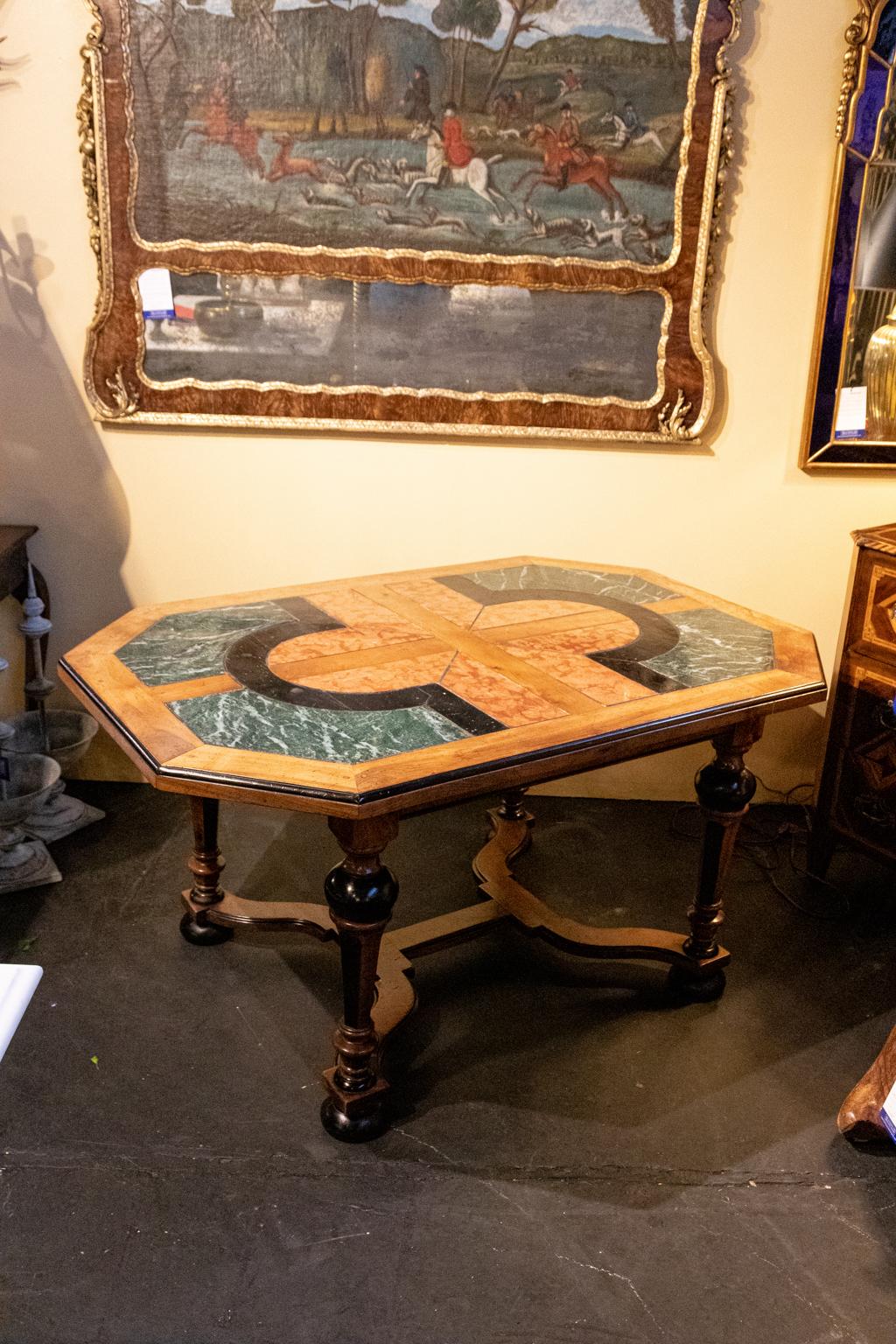 French Ebonized Marble-Top Center Hall Table For Sale 4