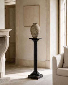 French Ebonized Pedestal Column with Wabi-Sabi Patina, Late 19th Century