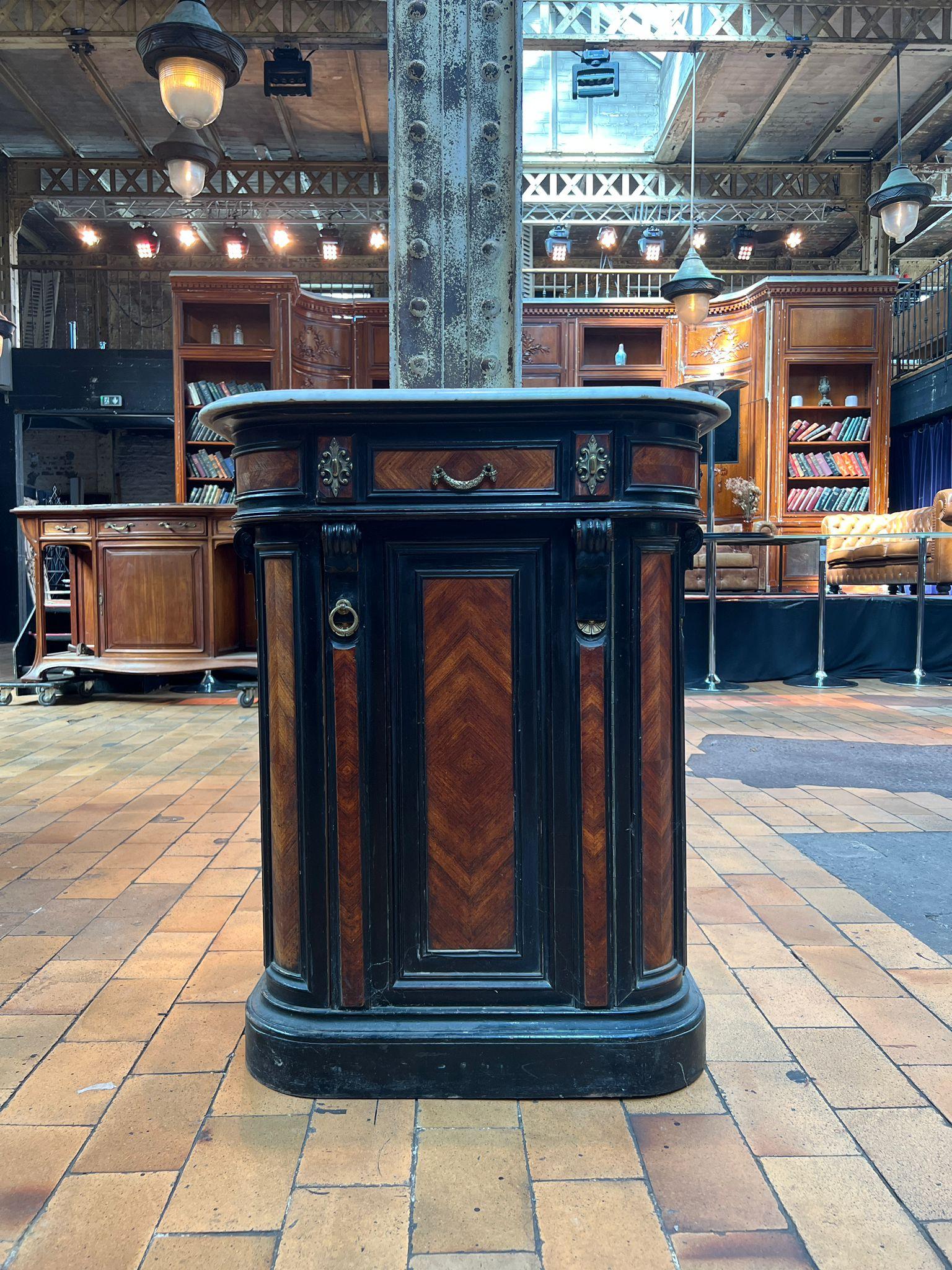 French Ebonized Side Cabinet with Marble Top, Late 19th Century For Sale 6