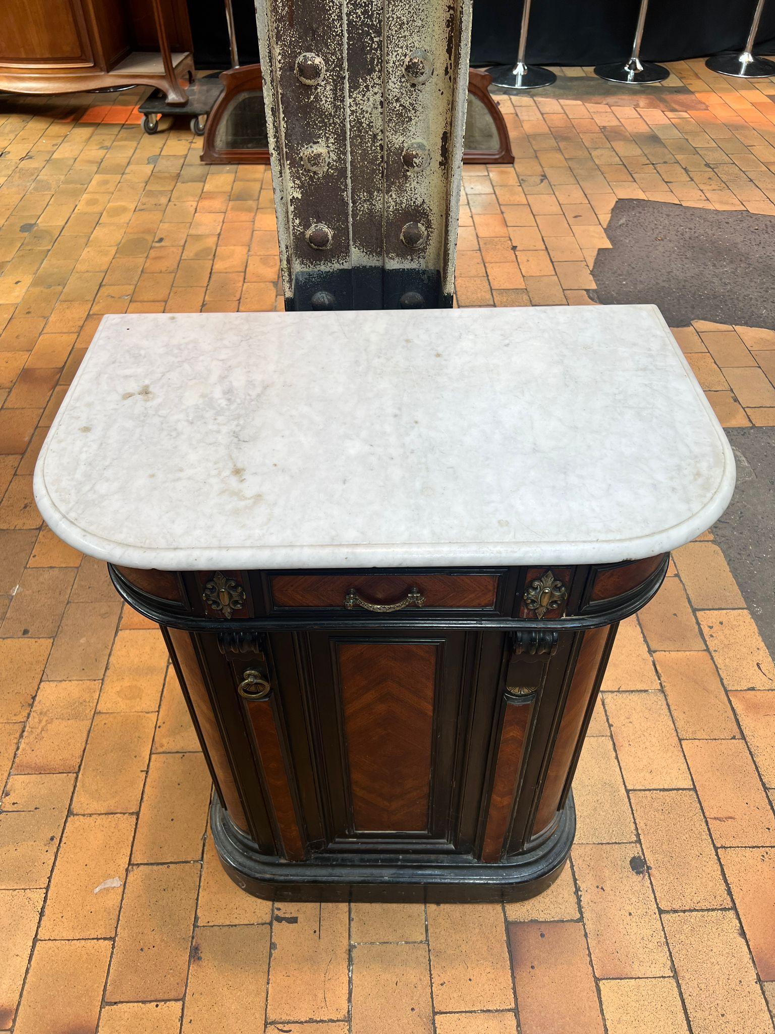 French Ebonized Side Cabinet with Marble Top, Late 19th Century For Sale 7