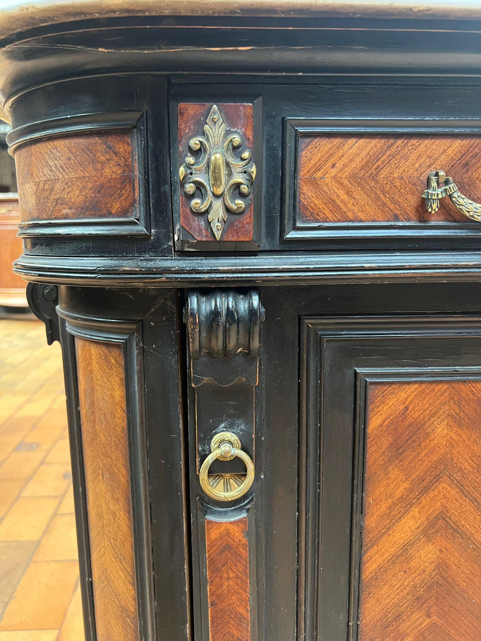 French Ebonized Side Cabinet with Marble Top, Late 19th Century For Sale 8
