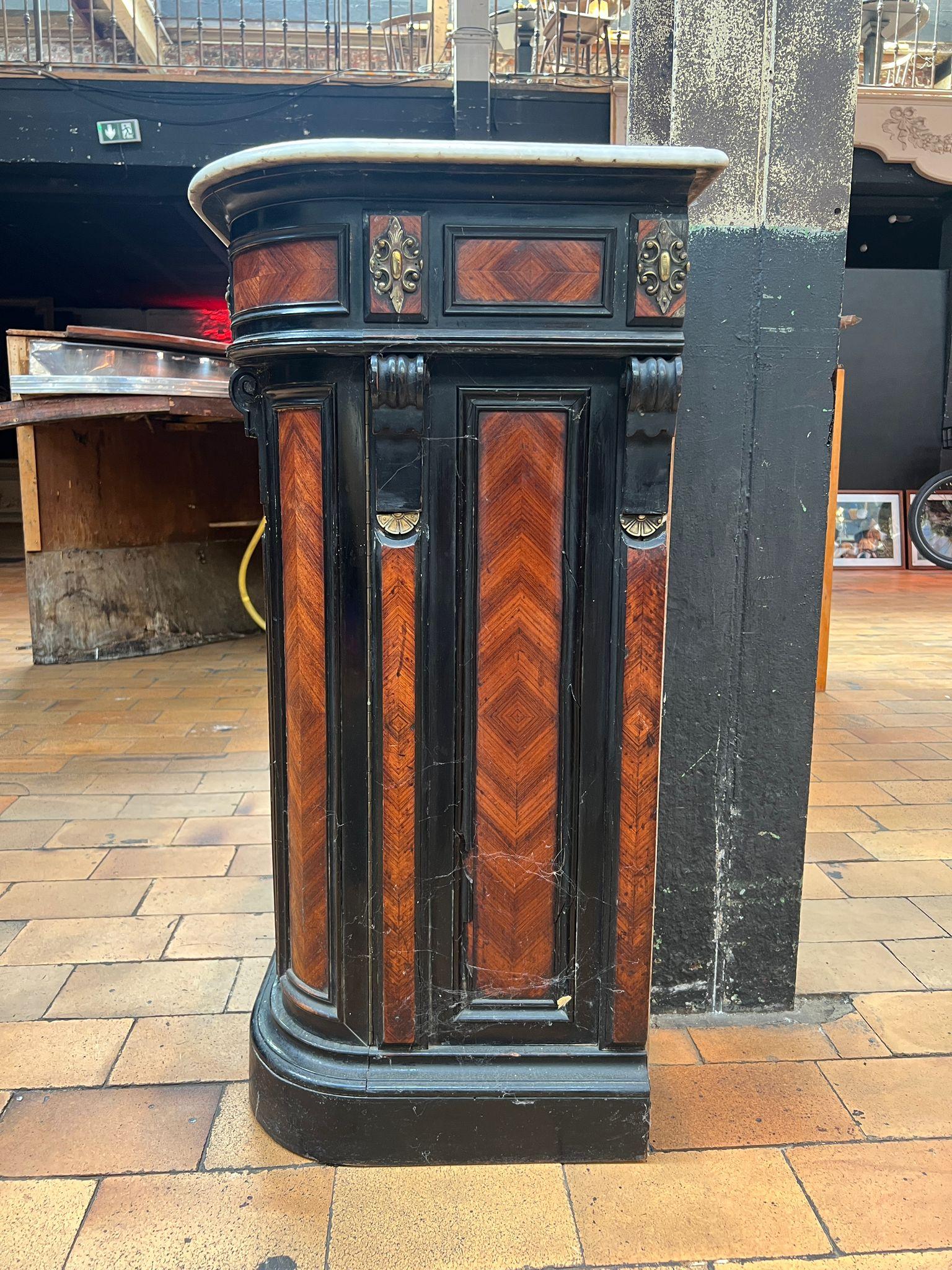 French Ebonized Side Cabinet with Marble Top, Late 19th Century For Sale 4