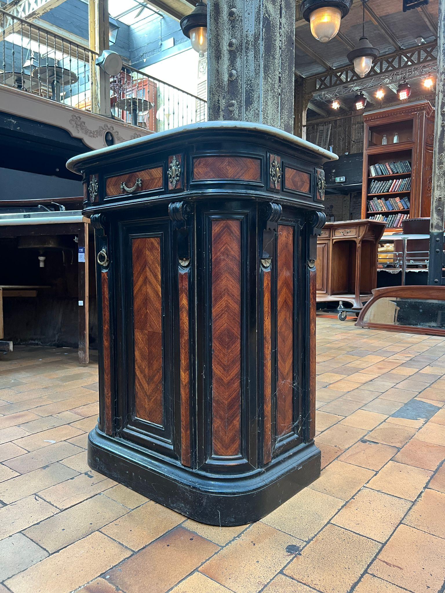 French Ebonized Side Cabinet with Marble Top, Late 19th Century For Sale 5