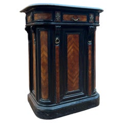 French Ebonized Side Cabinet with Marble Top, Late 19th Century